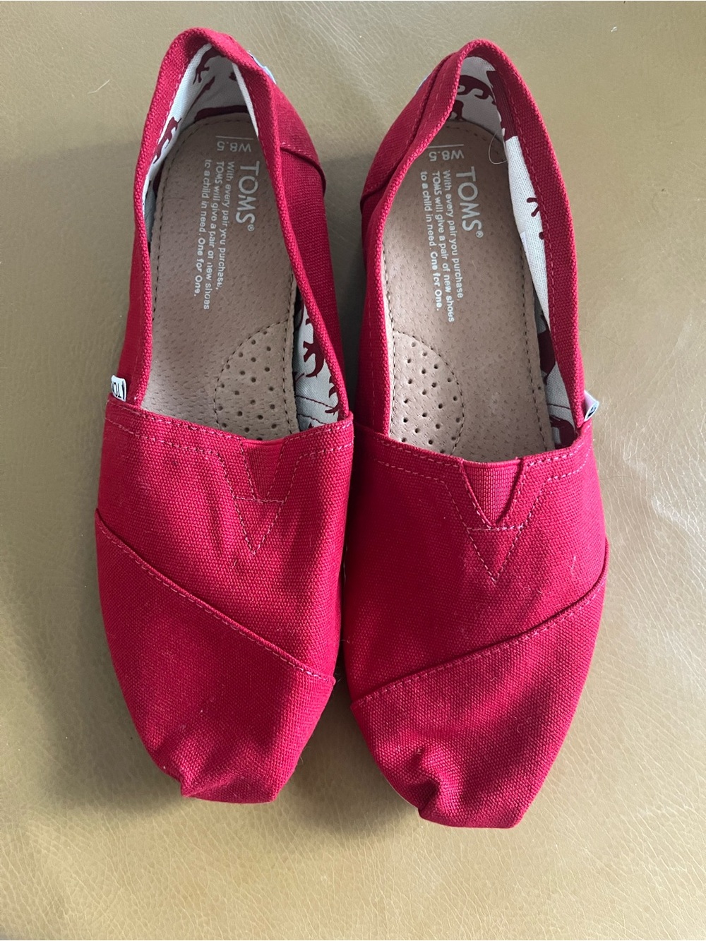 Toms Women's Canvas Slip-On Flats in Red